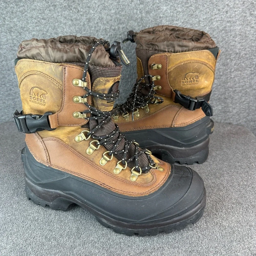 Sorel Mens Conquest Waterproof Leather Boots Brown NM1049-287‎ Size 10.5